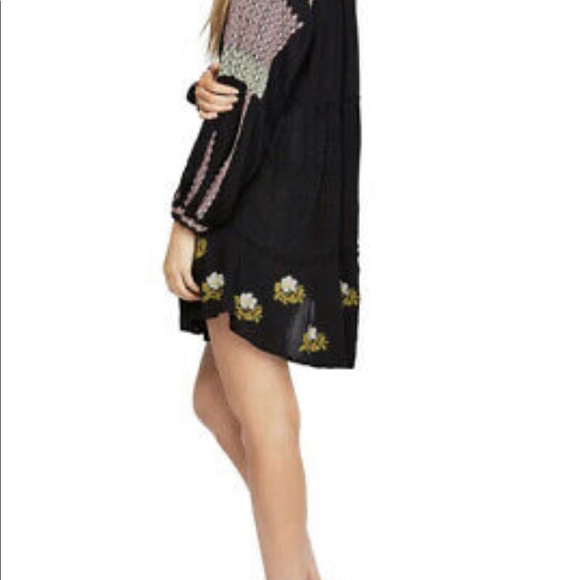 NWT Free People Women's Black Wild Horses Embroidered Mini Dress Medium - Picture 3 of 11
